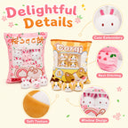 Sachet de Peluches Paquet de Gâteaux Kawaii – Coussin Snack Rempli de Mini Doudous