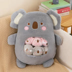 Coussin Peluche Fenêtre Transparente – Doudou Rempli de Mini Poupées Panda & Animaux