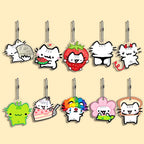 Lot Porte-Clés Chats Mèmes Internet – Pendentifs Illustration Chat Mignon & Drôle