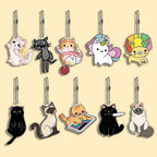 Lot Porte-Clés Chats Memes Internet – Pendentifs Illustration Chat Mignon & Drôle