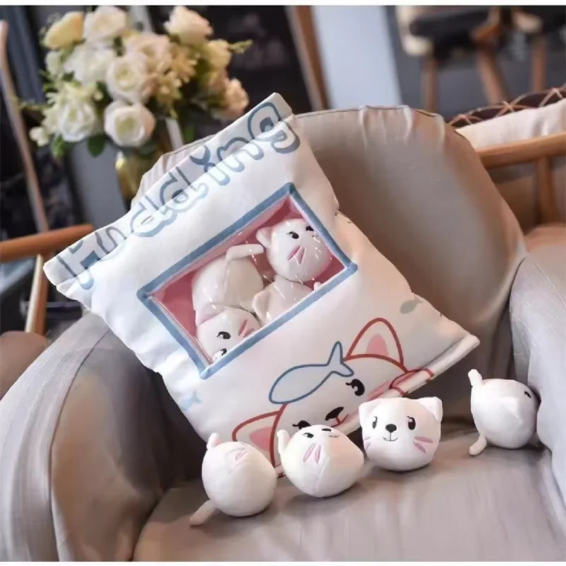 Sachet de Peluches Paquet de Gâteaux Kawaii – Coussin Snack Rempli de Mini Doudous