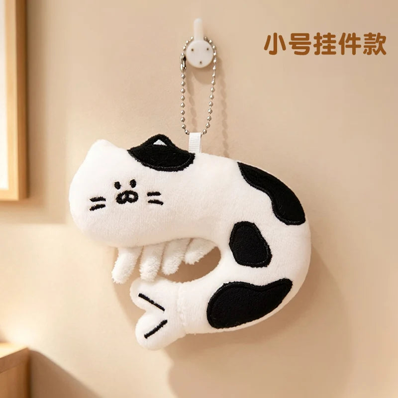 Peluche Chat Incurvée Forme crevette – Coussin de Nuque Moelleux Animaux