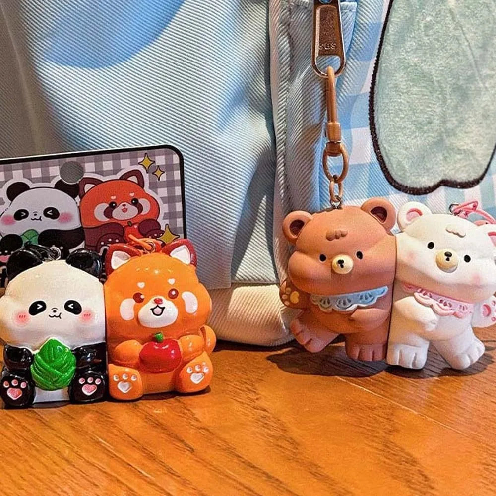 Lot de 2 Porte-Clés Animaux Kawaii – Pendentifs Panda, Canard & Chat en Résine