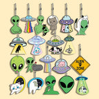 Lot Porte-Clés Alien & Soucoupe Volante – Pendentifs Extraterrestre & UFO Kawaii