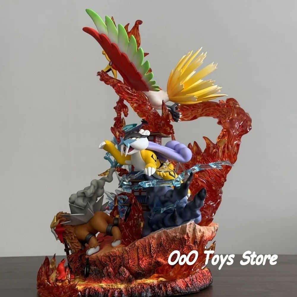 Statue Figurine Pokémon Ho-Oh & Fauves Légendaires - Effet Temple Céleste