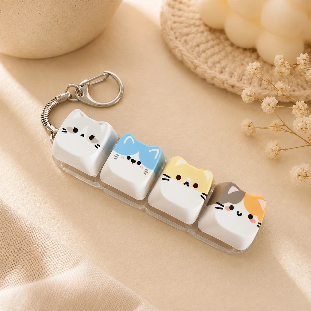 Porte-Clés Touche Clavier Fidget Chat – Jouet Anti-Stress Clic Klicker Kawaii