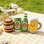 Peluche Chope de Bière & Tonneau Mousse – Doudou Kawaii Rigolo Boisson