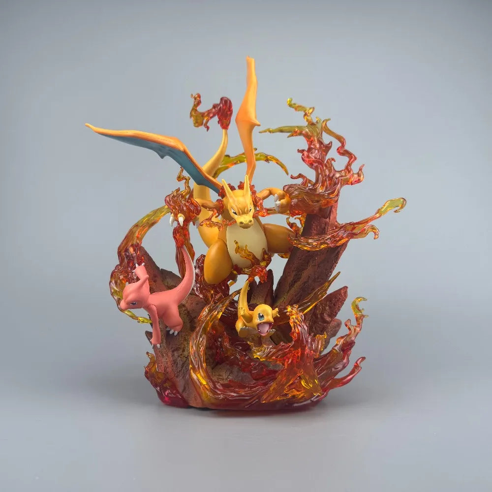 Statue Figurine Pokémon Évolution Dracaufeu - Effet Flamme Céleste (30cm)