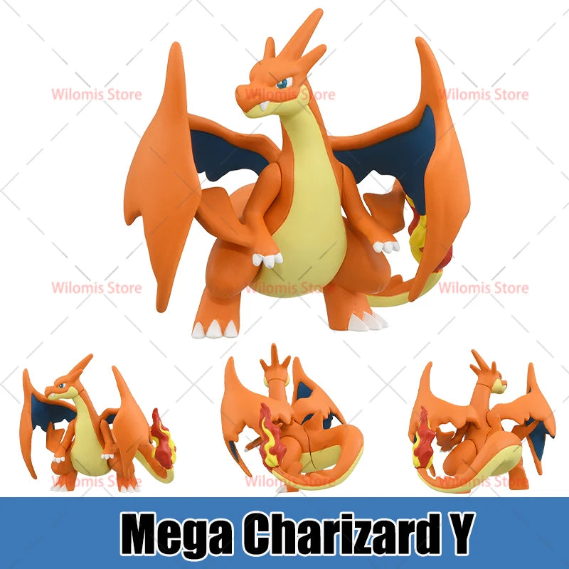 Figurines Pokémon de collection regroupant des formes évoluées et des Méga-Évolutions emblématiques.