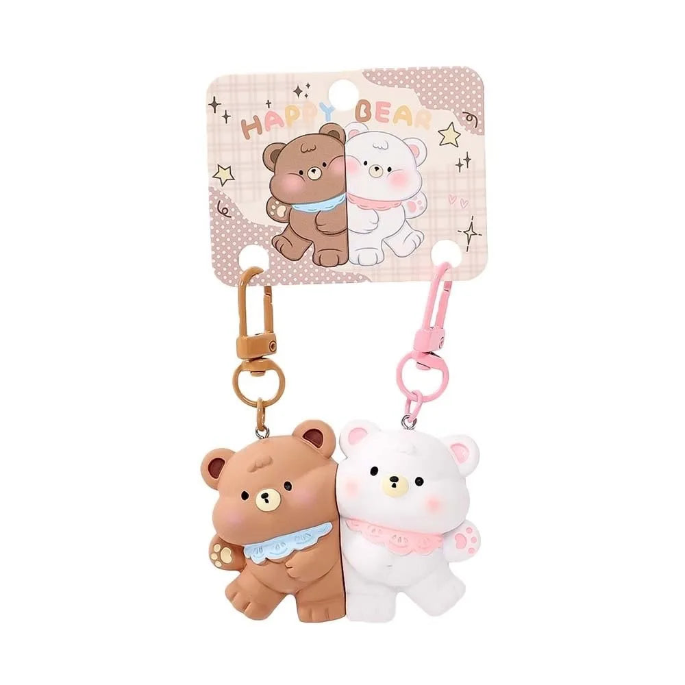 Lot de 2 Porte-Clés Animaux Kawaii – Pendentifs Panda, Canard & Chat en Résine