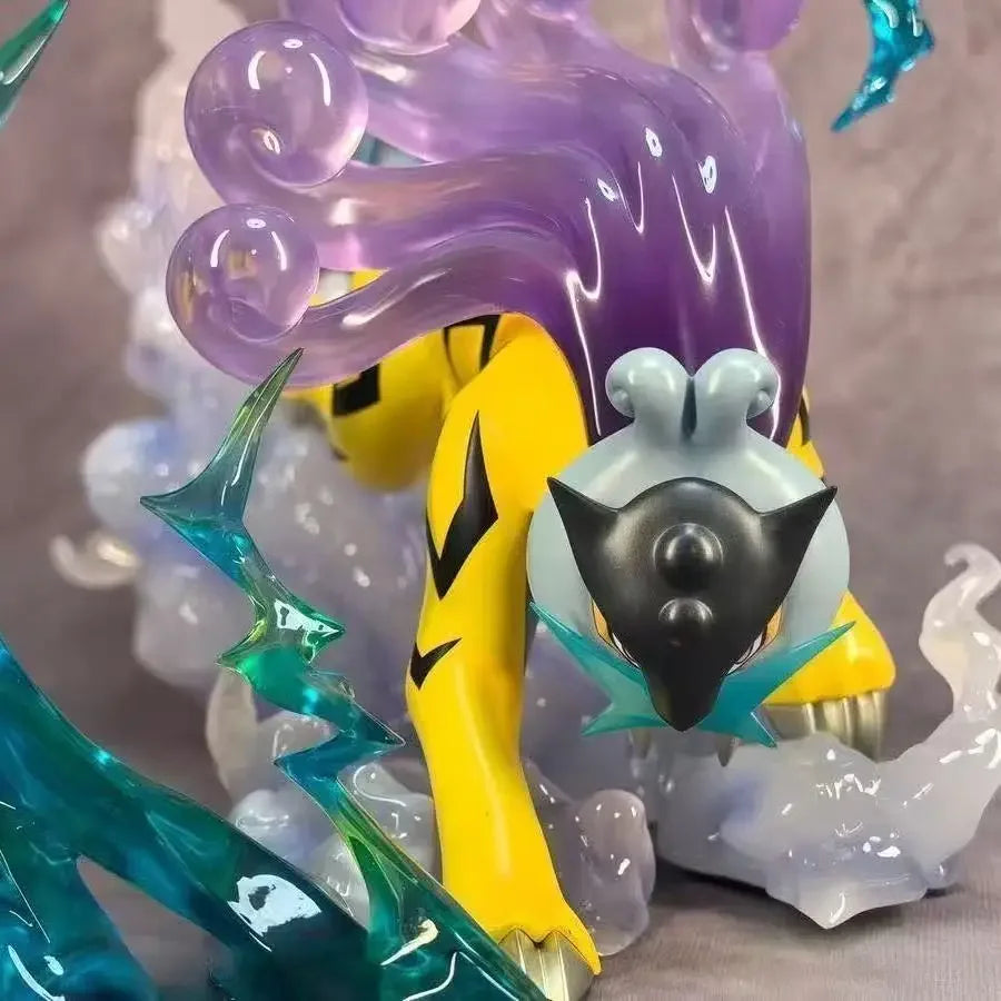 Statue Figurine Pokémon Raikou Énergie - Effet Cristal Translucide (15cm)