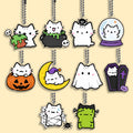 Lot Porte-Clés Chats Halloween – Pendentifs Citrouille, Fantôme & Sorcière Kawaii