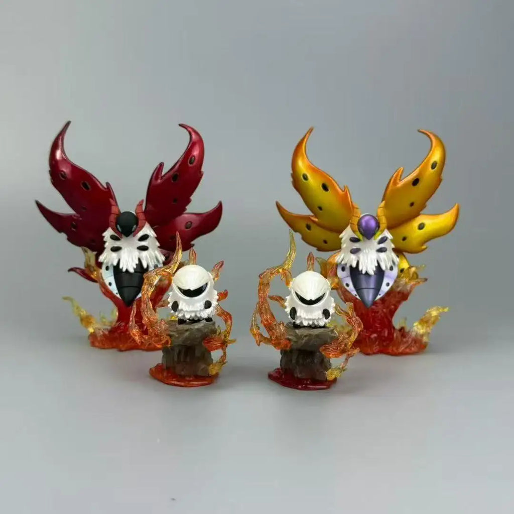 Ensemble de figurines Pokémon détaillées comprenant Pyronille et son évolution Pyrax avec effets de flammes.