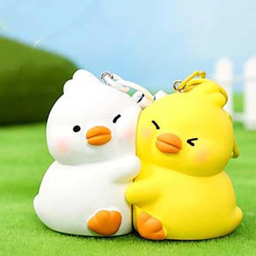 Lot de 2 Porte-Clés Animaux Kawaii – Pendentifs Panda, Canard & Chat en Résine