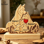 Puzzle Familial Loup en Bois Personnalisable – Statuette Décorative Prénoms Gravés