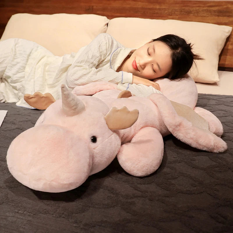 Peluche Licorne Géante 150cm Allongée – Grand Doudou Dragon Moelleux