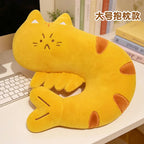 Peluche Chat Incurvée Forme crevette – Coussin de Nuque Moelleux Animaux