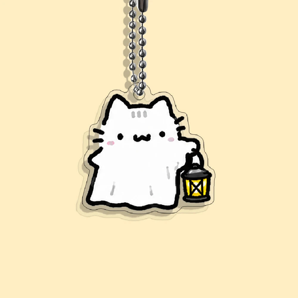 Lot Porte-Clés Chats Halloween – Pendentifs Citrouille, Fantôme & Sorcière Kawaii