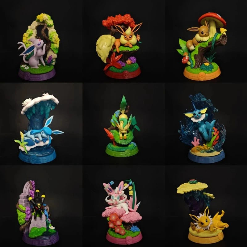 Set Figurines Pokémon Évolutions Évoli - Nymphali, Noctali, Aquali & Famille (9pcs)