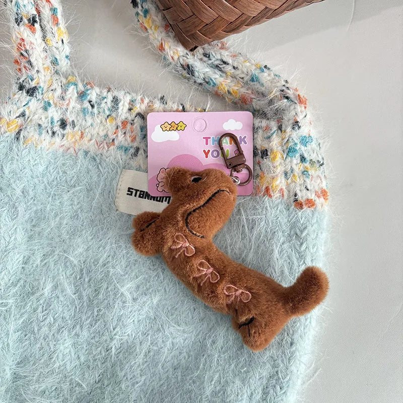 Porte-Clés Peluche Teckel Marron – Charm Sac Chien Saucisse Moelleux