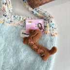 Porte-Clés Peluche Teckel Marron – Charm Sac Chien Saucisse Moelleux