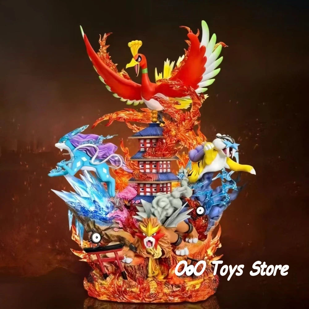 Statue Figurine Pokémon Ho-Oh & Fauves Légendaires - Effet Temple Céleste