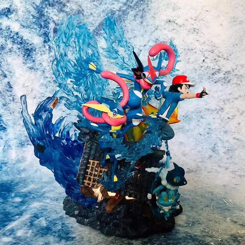 Statue Figurine Pokémon Sacha & Amphinobi - Effet Shuriken d'Eau