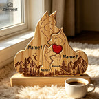 Puzzle Familial Loup en Bois Personnalisable – Statuette Décorative Prénoms Gravés