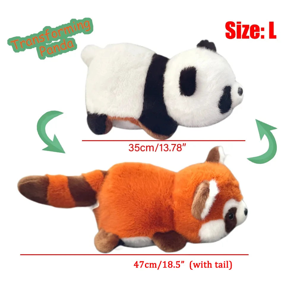 Peluche Reversible Panda & Panda Rouge – Doudou 2-en-1 Double Face