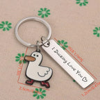 Porte-Clés Canard Rigolo avec Message – Pendentif Métal Humour Couple