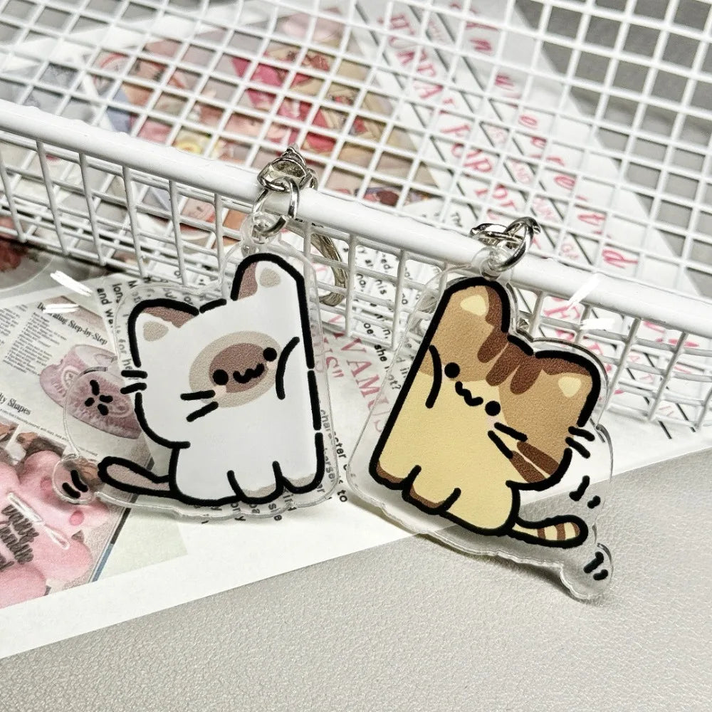 Duo Porte-Clés Chats Acrylique Cœur – Pendentifs Complémentaires Best Friends