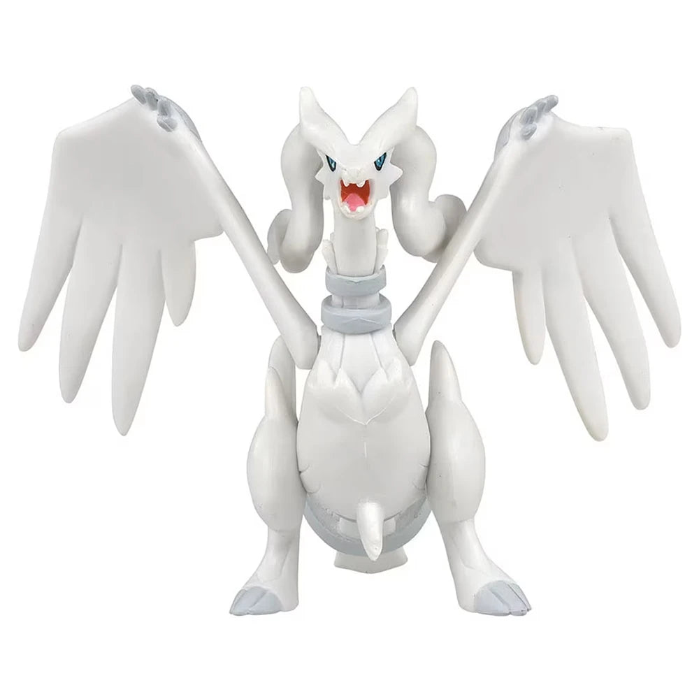 Figurine Pokémon officielle des célèbres Pokémon légendaires de la Réalité et de l'Idéal, Reshiram et Zekrom.