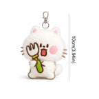Porte-Clés Peluche Chat Blanc Poilu – Charm Sac Kitten avec Poisson