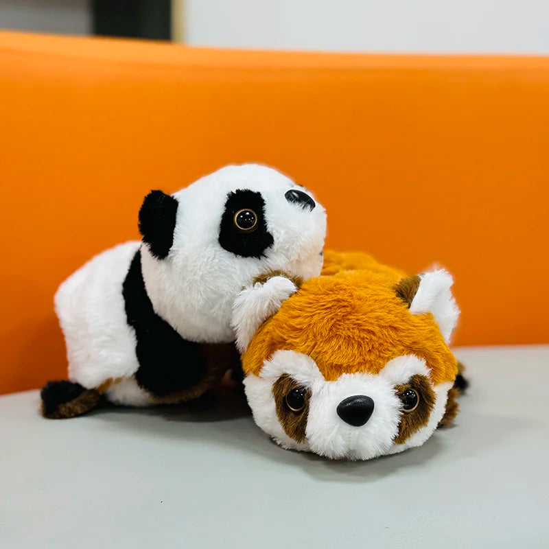 Peluche Reversible Panda & Panda Rouge – Doudou 2-en-1 Double Face