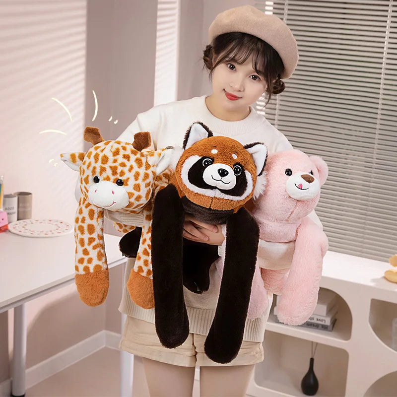 Peluche Animal Longs Bras Suspendu – Panda Rouge, Koala, Dino, Girafe avec Scratch