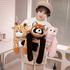Peluche Animal Longs Bras Suspendu – Panda Rouge, Koala, Dino, Girafe avec Scratch
