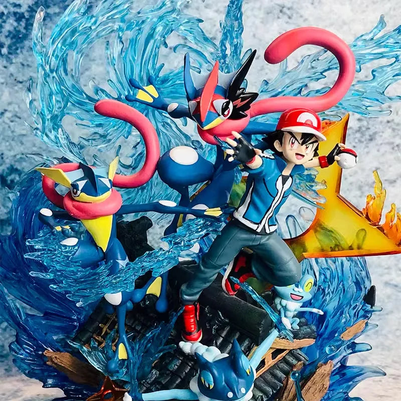 Statue Figurine Pokémon Sacha & Amphinobi - Effet Shuriken d'Eau