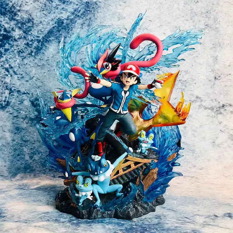 Statue Figurine Pokémon Sacha & Amphinobi - Effet Shuriken d'Eau
