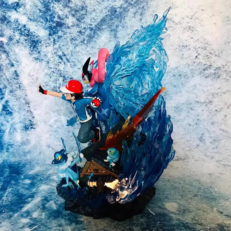 Statue Figurine Pokémon Sacha & Amphinobi - Effet Shuriken d'Eau