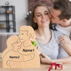 Statuette Silhouette Famille en Bois Personnalisée – Puzzle Décoratif Parents & Enfant