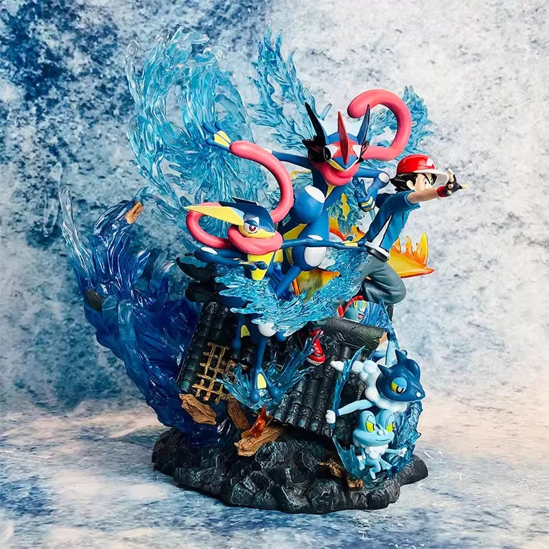 Statue Figurine Pokémon Sacha & Amphinobi - Effet Shuriken d'Eau