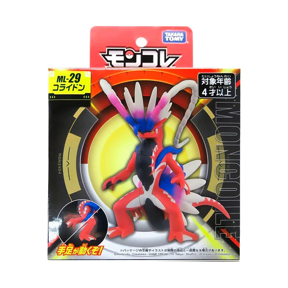 Figurine Pokémon officielle des Pokémon légendaires Koraidon et Miraidon de Paldea.