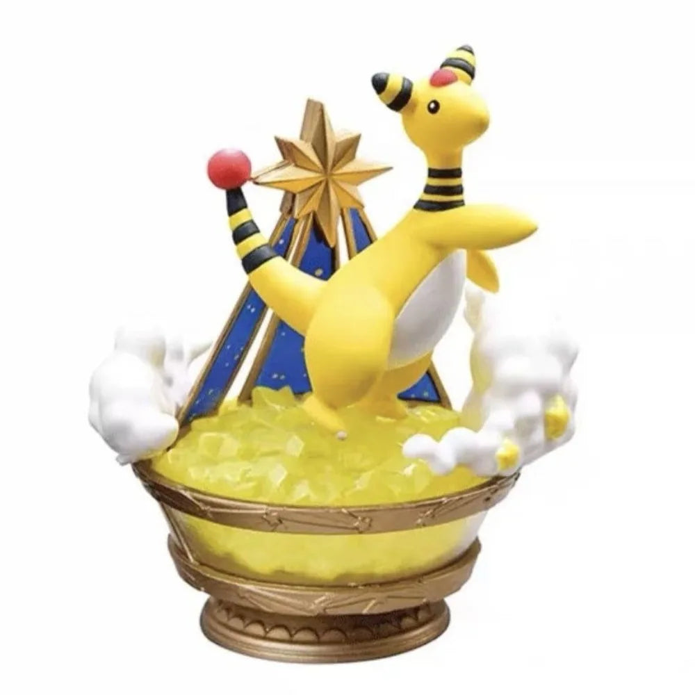 Lot de figurines Pokémon de collection avec des effets visuels d'attaques de feu, d'électricité et d'eau