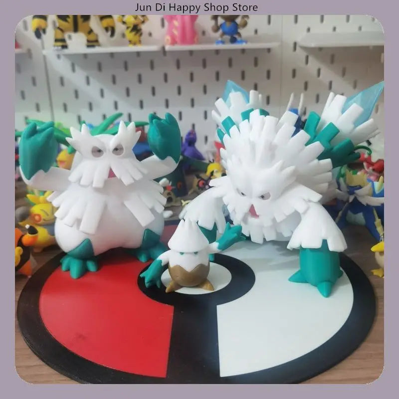 Figurines Pokémon de Blizzi, Blizzaroi et sa forme Méga-Blizzaroi.