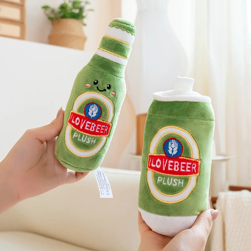 Peluche Chope de Bière & Tonneau Mousse – Doudou Kawaii Rigolo Boisson