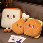 Coussin Peluche Fast-Food Kawaii – Doudou Pain de Mie, Cuisse de Poulet & Burger
