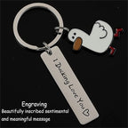 Porte-Clés Canard Rigolo avec Message – Pendentif Métal Humour Couple