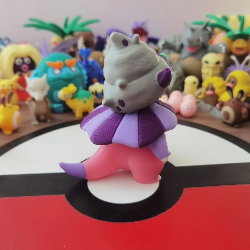 Ensemble de figurines Pokémon de la famille Ramoloss, Flagadoss et Roigada (versions classiques et de Galar).