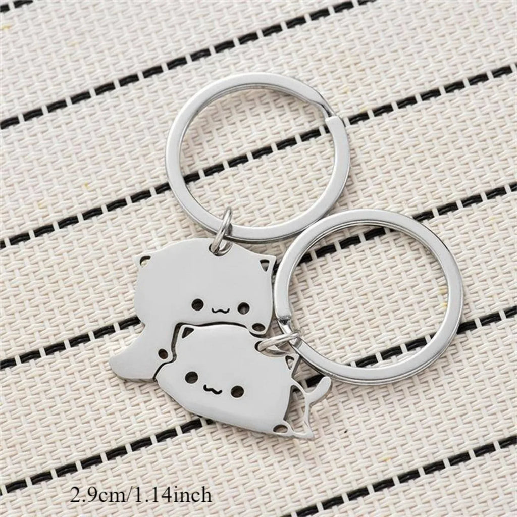Duo Porte-Clés Chats Métal Aimantés – Pendentif Encastrable Couple & Amitié