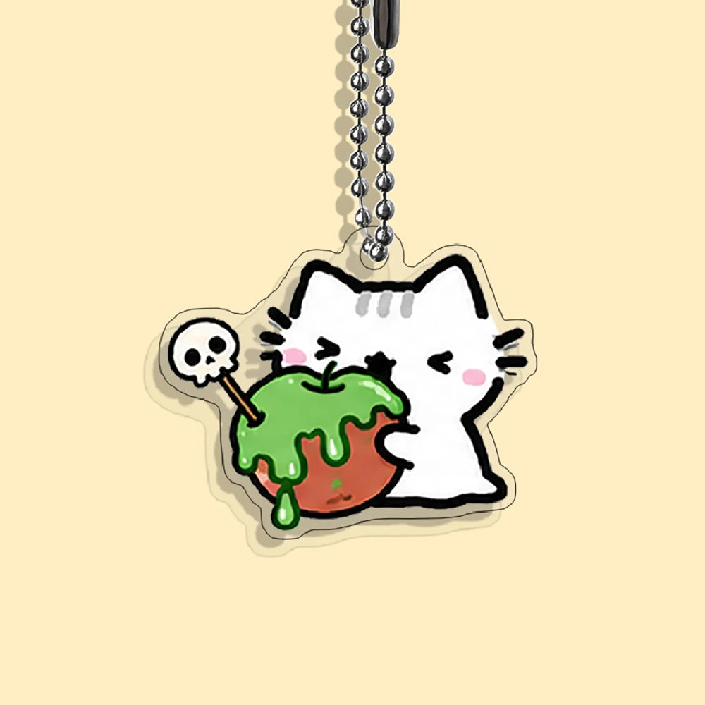 Lot Porte-Clés Chats Halloween – Pendentifs Citrouille, Fantôme & Sorcière Kawaii